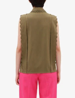 CLAUDIE PIERLOT Beflower Picot Trim Stretch-woven Shirt -Ted Baker Store R04103367 VERTS ALT03