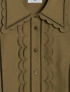 CLAUDIE PIERLOT Beflower Picot Trim Stretch-woven Shirt -Ted Baker Store R04103367 VERTS ALT04