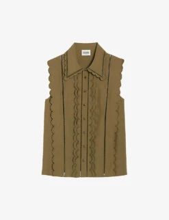 CLAUDIE PIERLOT Beflower Picot Trim Stretch-woven Shirt