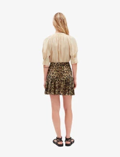 CLAUDIE PIERLOT Sisterleo Leopard-print Gathered-effect Cotton Mini Skirt -Ted Baker Store R04103390 DIVERS ALT03