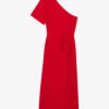 CLAUDIE PIERLOT Ruliana Asymmetric-neckline Cut-out Woven Midi Dress