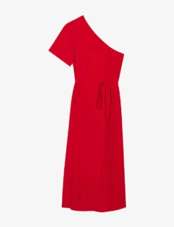 CLAUDIE PIERLOT Ruliana Asymmetric-neckline Cut-out Woven Midi Dress