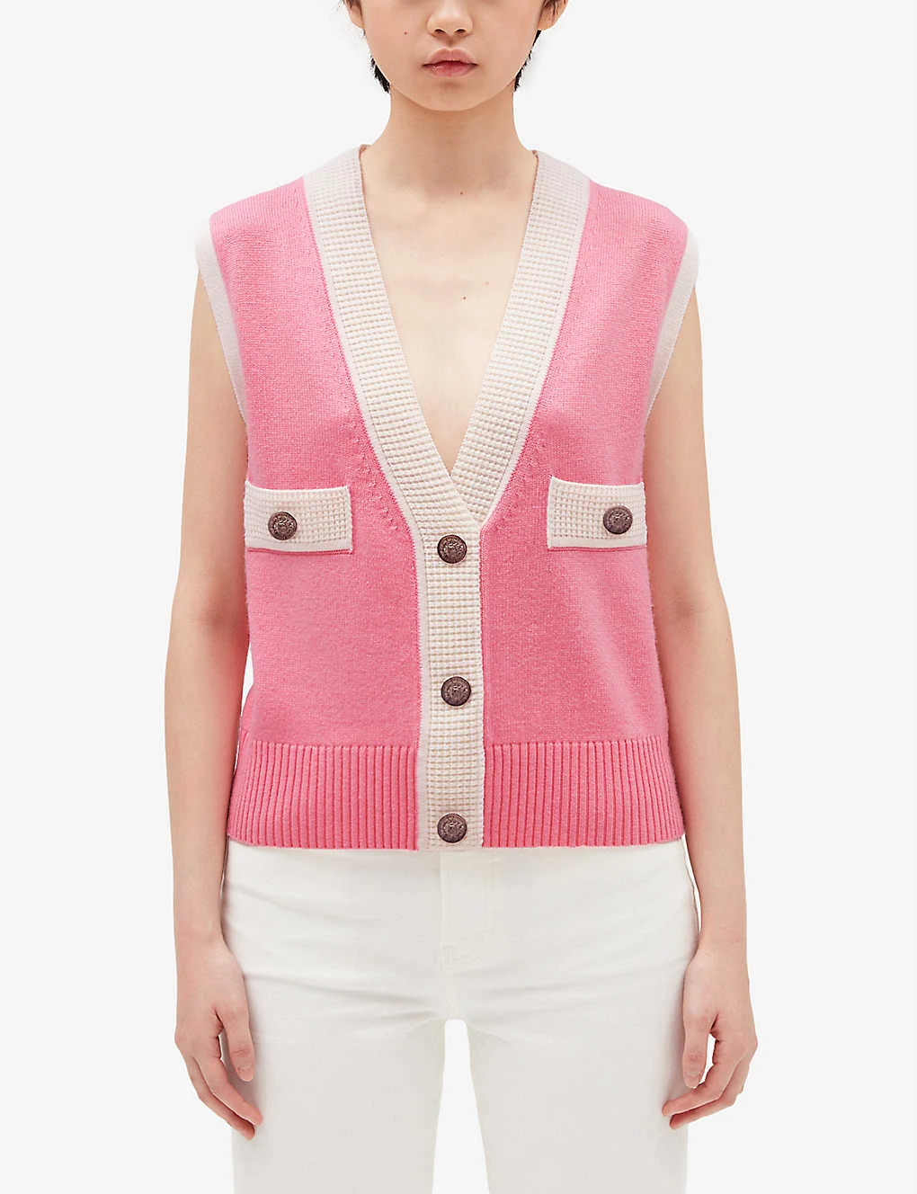 CLAUDIE PIERLOT Sleeveless Decorative-buttoned Knitted Vest 5 CLAUDIE PIERLOT Sleeveless Decorative-buttoned Knitted Vest - Image 3