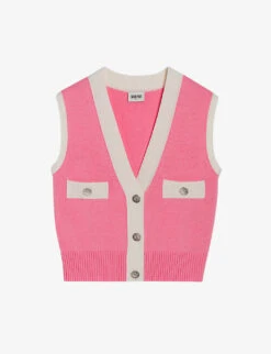 CLAUDIE PIERLOT Sleeveless Decorative-buttoned Knitted Vest