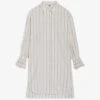 CLAUDIE PIERLOT Rosalina Stripe-pattern Ruffled-cuffs Cotton-linen Blend Midi Dress -Ted Baker Store R04103406 DIVERS M