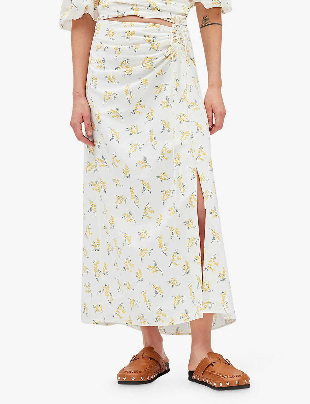 CLAUDIE PIERLOT Mimosa Floral-print Woven Midi Skirt 5 CLAUDIE PIERLOT Mimosa Floral-print Woven Midi Skirt - Image 3