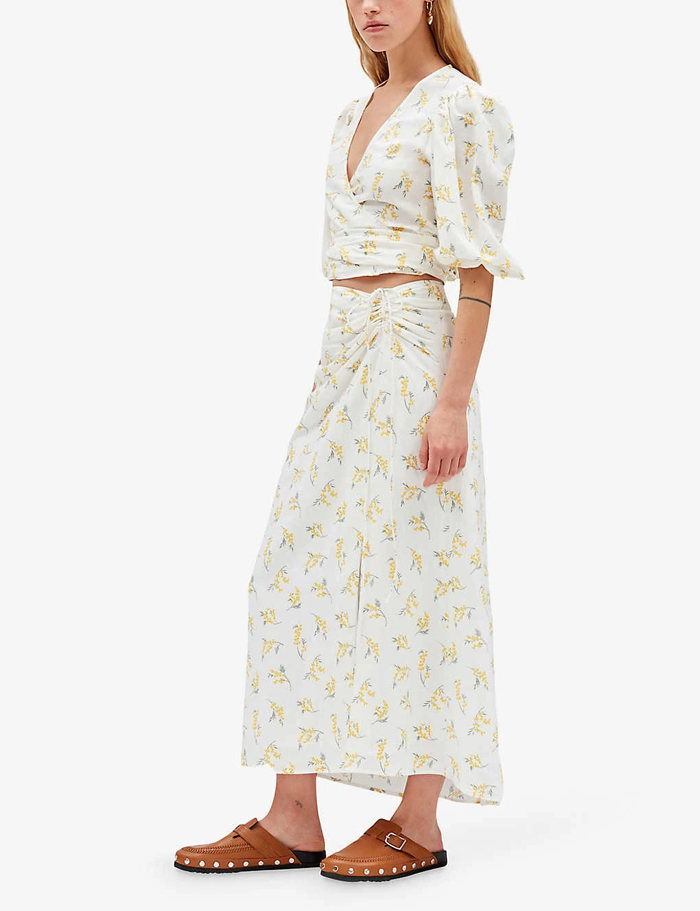 CLAUDIE PIERLOT Mimosa Floral-print Woven Midi Skirt 7 CLAUDIE PIERLOT Mimosa Floral-print Woven Midi Skirt - Image 5