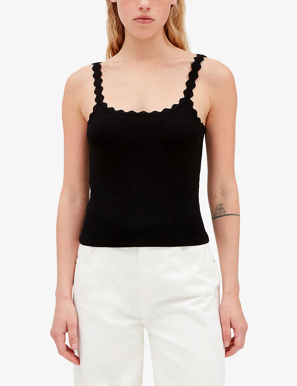 CLAUDIE PIERLOT Scalloped-trim Sleeveless Stretch-woven Top 5 CLAUDIE PIERLOT Scalloped-trim Sleeveless Stretch-woven Top - Image 3