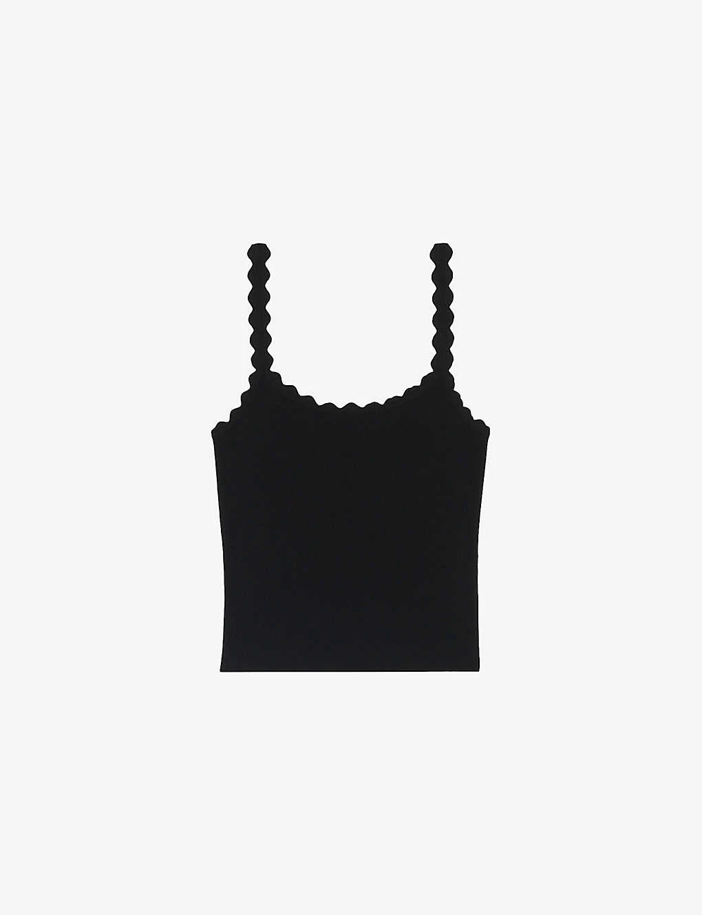 CLAUDIE PIERLOT Scalloped-trim Sleeveless Stretch-woven Top 3 CLAUDIE PIERLOT Scalloped-trim Sleeveless Stretch-woven Top
