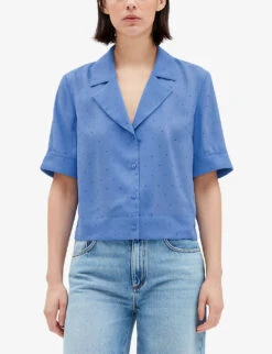 CLAUDIE PIERLOT Diamante-embellished Loose-fit Woven Shirt -Ted Baker Store R04103487 BLEUS ALT02