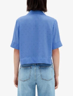 CLAUDIE PIERLOT Diamante-embellished Loose-fit Woven Shirt -Ted Baker Store R04103487 BLEUS ALT03