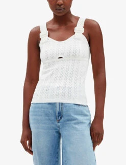 CLAUDIE PIERLOT Cut-out Embroidered Knitted Top 9 CLAUDIE PIERLOT Cut-out Embroidered Knitted Top -Ted Baker Store R04103525 NATURELS ALT02