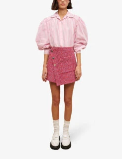 Maje Jolia Checked Asymmetric Tweed Mini Skirt -Ted Baker Store R04103982 ROSES ALT01