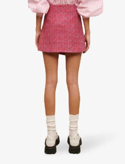 Maje Jolia Checked Asymmetric Tweed Mini Skirt -Ted Baker Store R04103982 ROSES ALT03