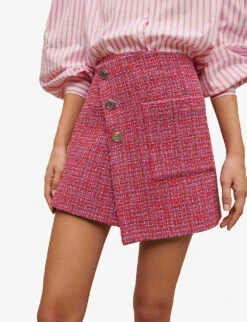 Maje Jolia Checked Asymmetric Tweed Mini Skirt -Ted Baker Store R04103982 ROSES ALT04