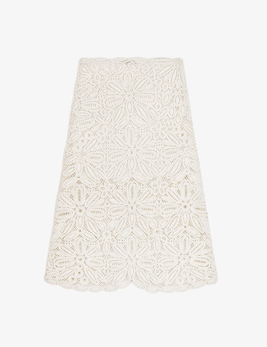 Maje Floral-embroidered Crochet And Lace Cotton Midi Skirt 3 Maje Floral-embroidered Crochet And Lace Cotton Midi Skirt