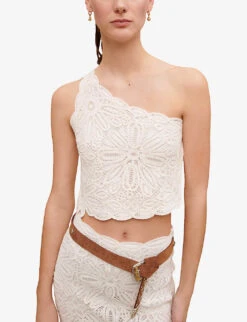 Maje Larkety One-shoulder Crochet And Lace Cotton Top 9 Maje Larkety One-shoulder Crochet And Lace Cotton Top -Ted Baker Store R04104071 BLANC ALT02