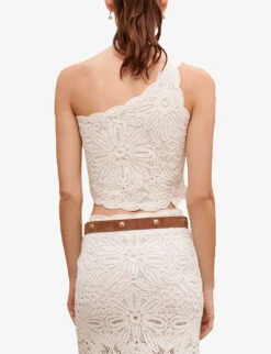 Maje Larkety One-shoulder Crochet And Lace Cotton Top 10 Maje Larkety One-shoulder Crochet And Lace Cotton Top -Ted Baker Store R04104071 BLANC ALT03
