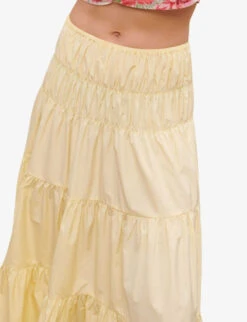 Maje Junnala High-rise Tiered Woven Midi Skirt -Ted Baker Store R04104073 JAUNESORANGES ALT04
