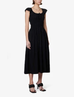 Lauretta Bow-embellished Cotton-poplin Maxi Dress -Ted Baker Store R04104254 BLACK ALT02