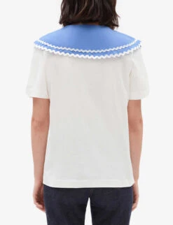 CLAUDIE PIERLOT Tino Peter Pan Collar Cotton-jersey T-shirt -Ted Baker Store R04104293 NATURELS ALT03
