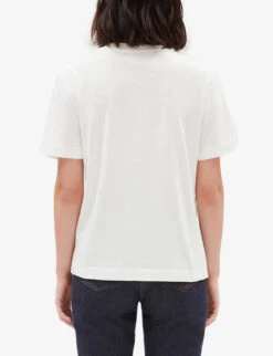 CLAUDIE PIERLOT Timon Logo-embroidered Cotton-jersey T-shirt -Ted Baker Store R04104791 NATURELS ALT03