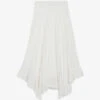 CLAUDIE PIERLOT Elode Asymmetric-hem Embroidered-trim Pleated Woven Midi Skirt