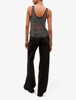 Maje Leny Crystal-embellished Layered Stretch-mesh Top -Ted Baker Store R04105055 NOIRGRIS ALT03