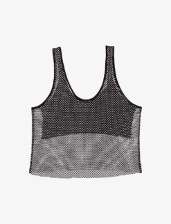 Maje Leny Crystal-embellished Layered Stretch-mesh Top