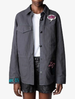 Zadig & Voltaire Tackl Embroidered-motif Cotton Shirt -Ted Baker Store R04105483 GREYDENIM ALT02