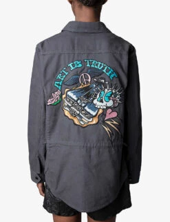 Zadig & Voltaire Tackl Embroidered-motif Cotton Shirt -Ted Baker Store R04105483 GREYDENIM ALT03