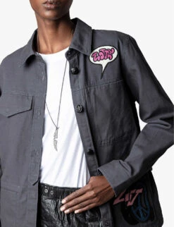 Zadig & Voltaire Tackl Embroidered-motif Cotton Shirt -Ted Baker Store R04105483 GREYDENIM ALT04