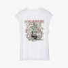 Zadig & Voltaire Cecilia Crystal Guitar And Floral Cotton T-shirt -Ted Baker Store R04105493 BLANC M