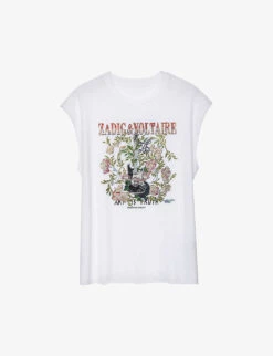 Zadig & Voltaire Cecilia Crystal Guitar And Floral Cotton T-shirt
