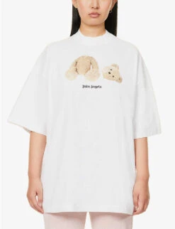 Palm Angels Bear-print Cotton-jersey T-shirt -Ted Baker Store R04107185 WHITEBROWN ALT02