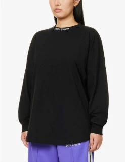 Palm Angels Oversized Logo-print Cotton-jersey T-shirt -Ted Baker Store R04107189 BLACKWHITE ALT02