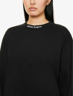 Palm Angels Oversized Logo-print Cotton-jersey T-shirt -Ted Baker Store R04107189 BLACKWHITE ALT04
