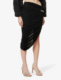 Jacquemus La Jupe Pero Bead-embellished Stretch-woven Midi Skirt -Ted Baker Store R04107873 BLACK ALT02