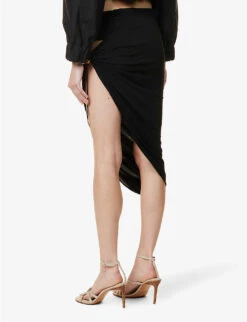 Jacquemus La Jupe Pero Bead-embellished Stretch-woven Midi Skirt -Ted Baker Store R04107873 BLACK ALT03