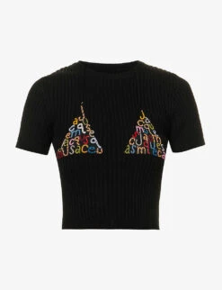 Jacquemus La Maille Bikini Slim-fit Embroidered Cotton-blend Knitted Top