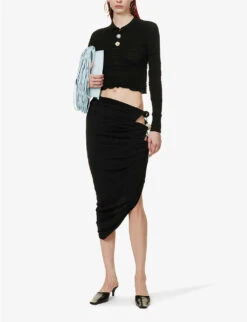 Jacquemus La Maille Aouro Shirred-texture Slim-fit Knitted Top -Ted Baker Store R04107892 BLACK ALT01