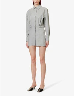 Ania Pleated-waist Wool Mini Dress 9 Ania Pleated-waist Wool Mini Dress -Ted Baker Store R04109115 GREY ALT02