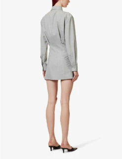 Ania Pleated-waist Wool Mini Dress 10 Ania Pleated-waist Wool Mini Dress -Ted Baker Store R04109115 GREY ALT03