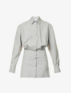 Ania Pleated-waist Wool Mini Dress