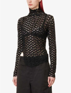 Cut-out High-neck Stretch-knit Top -Ted Baker Store R04109267 BLACK ALT02