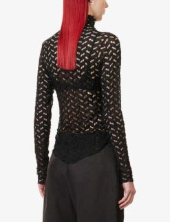 Cut-out High-neck Stretch-knit Top -Ted Baker Store R04109267 BLACK ALT03