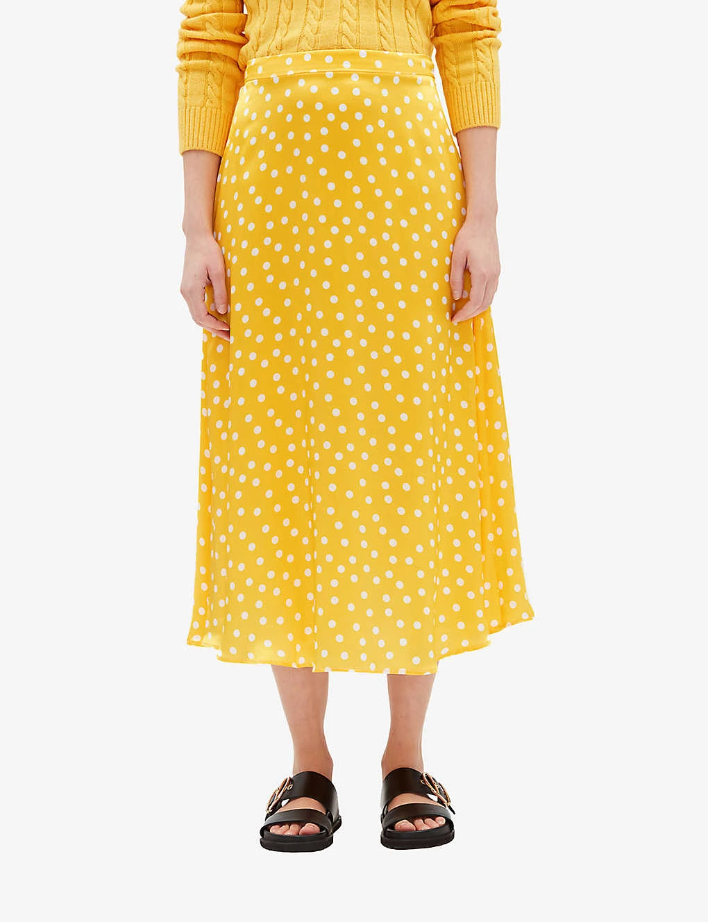 CLAUDIE PIERLOT Polka-dot Flared Silk Midi Skirt 5 CLAUDIE PIERLOT Polka-dot Flared Silk Midi Skirt - Image 3