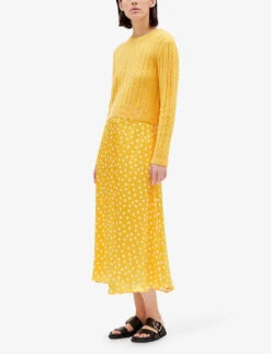CLAUDIE PIERLOT Polka-dot Flared Silk Midi Skirt 11 CLAUDIE PIERLOT Polka-dot Flared Silk Midi Skirt -Ted Baker Store R04109617 DIVERS ALT04