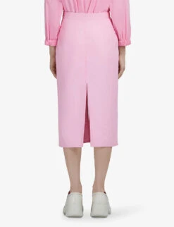 Marni Brand-embroidered High-rise Woven Midi Skirt 10 Marni Brand-embroidered High-rise Woven Midi Skirt -Ted Baker Store R04110555 LIGHTPINK ALT03