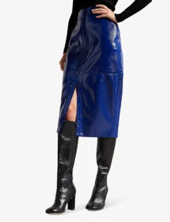 Ted Baker Vinell Panelled Faux-leather Midi Skirt -Ted Baker Store R04110993 BLUE ALT02